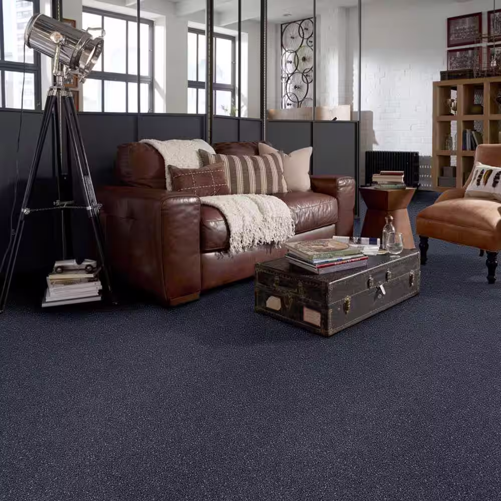 Home Decorators Collection Brave Soul I - Darkest Navy - Blue 34.7 oz. Polyester Texture Installed Carpet