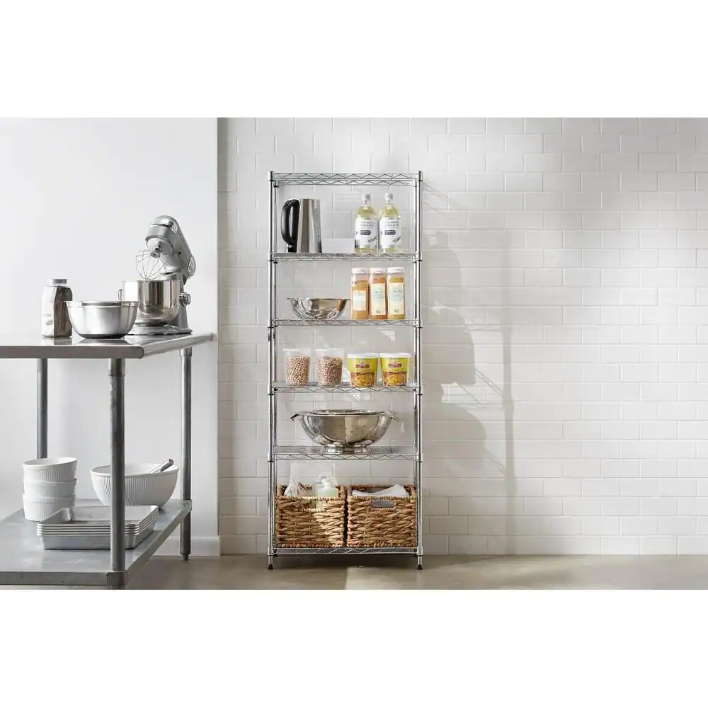 HDX 6-Tier Steel Wire Shelving Unit in Chrome (24 in. W x 60 in. H x 14 in. D)