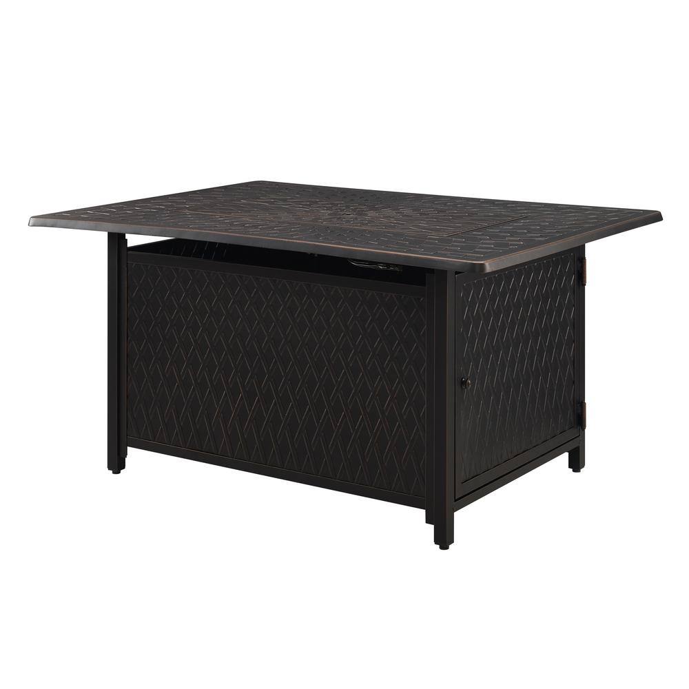 Fire Sense Mayfield 48 in. x 24.5 in Rectangular Aluminum LPG Fire Pit