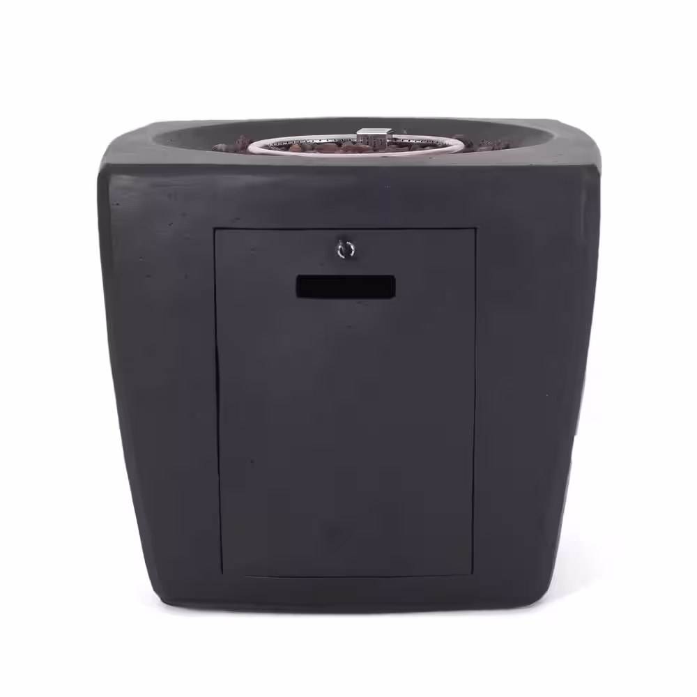 Noble House Elisson Dark Gray Square Stone Fire Pit Table