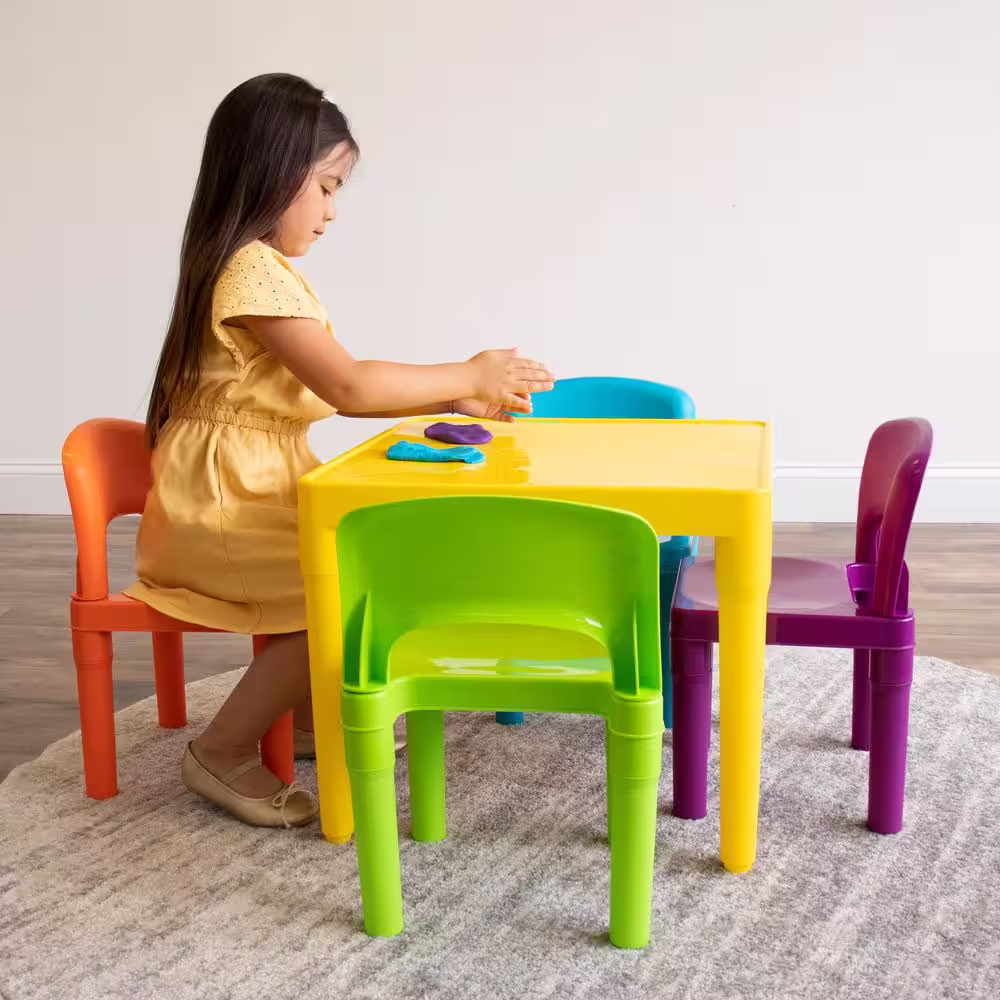 Humble Crew Playtime 5-Piece Vibrant Colors Kids Table and Chair Set