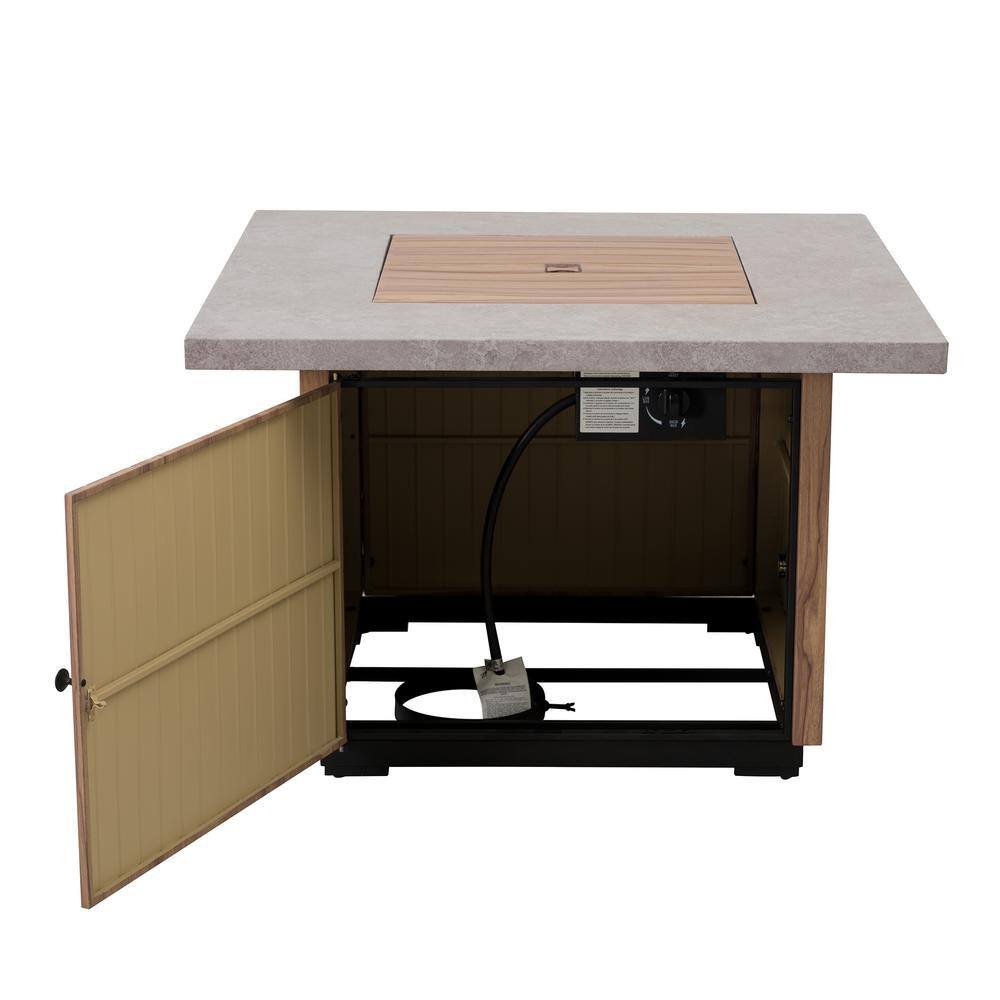 AMBERCOVE Roberts 38 in. W x 25.59 in. H Square LP Fire Pit Table