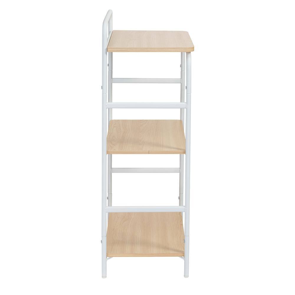 Honey-Can-Do Natural and White 3-Tier Steel Shelving Unit (15.7 in. W x 33.7 in. H x 11.8 in. D)