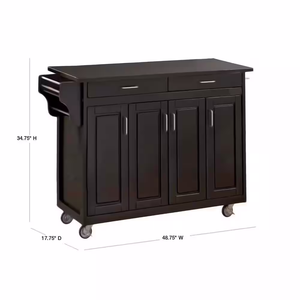 HOMESTYLES Create-a-Cart Black Kitchen Cart with Black Granite Top