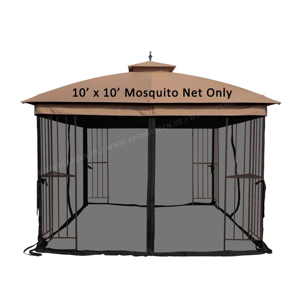 APEX GARDEN Universal 10 ft. x 10 ft. Black Gazebo Mosquito Mesh Screen Net