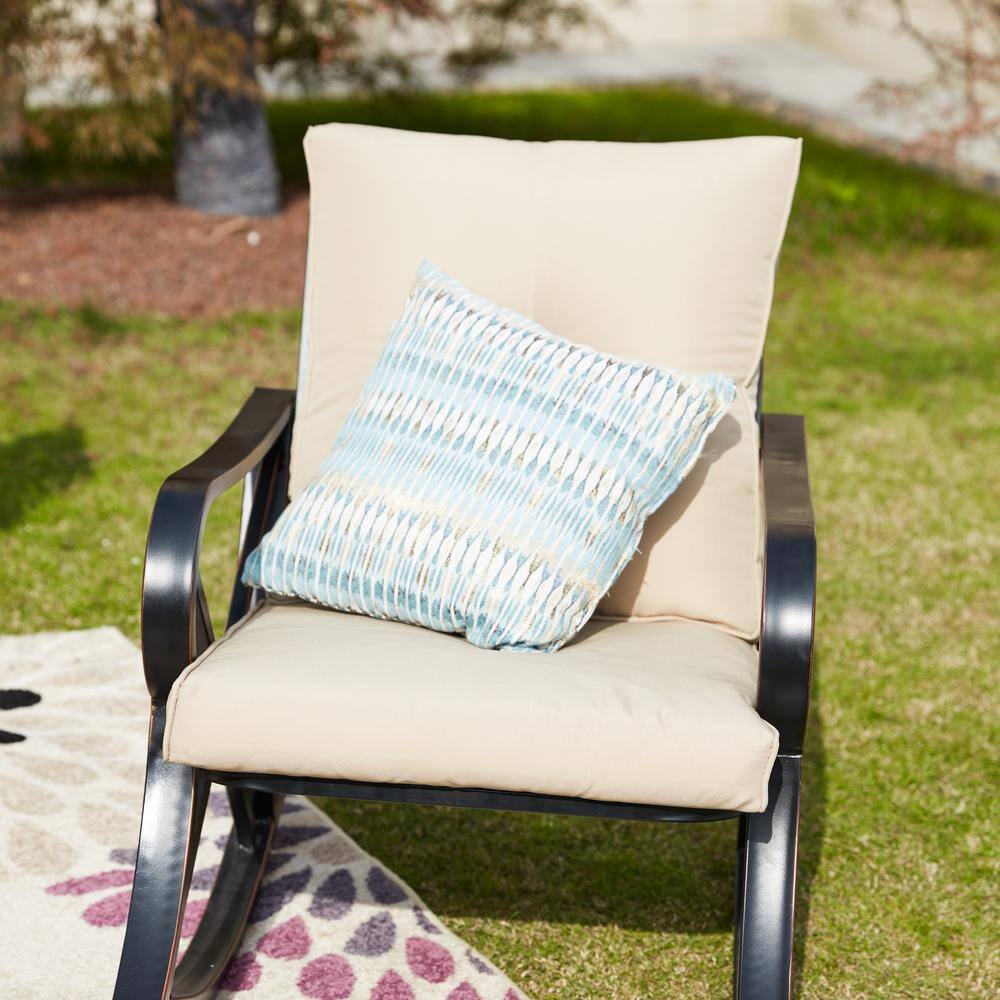 TOP HOME SPACE 5-Piece Metal Patio Conversation Set with Khaki Cushions