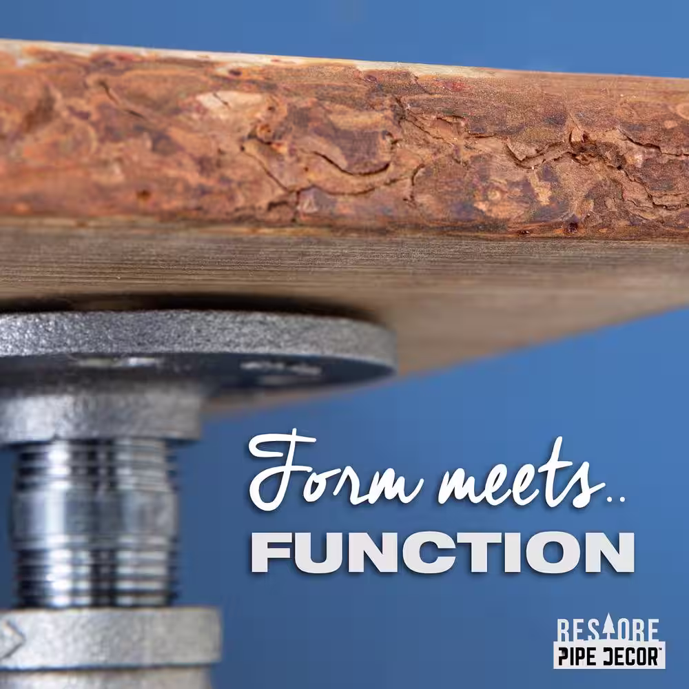 PIPE DECOR 36 in. W x 7.5 in. D x 4.5 in. H Trail Brown Live Edge Wood Decorative Wall Shelf with Pipe Brackets (Set of 2)