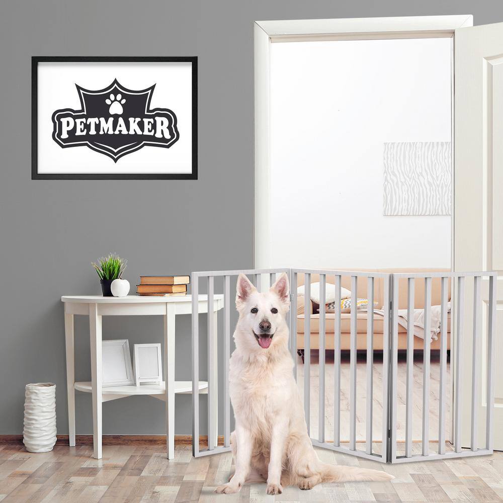 Petmaker 54 in. x 32 in. Wooden Freestanding White Pet Gate