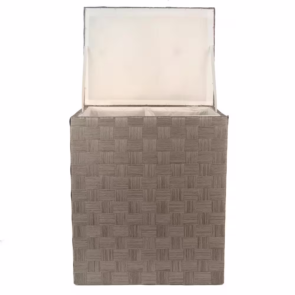 BAUM Liberty Divided Family Hamper in 24 Ply Natural Cord, Lined. Charcoal Grey