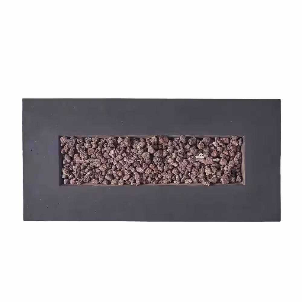 Noble House Mayfair Dark Gray Rectangular Stone Fire Pit (No Tank Holder)
