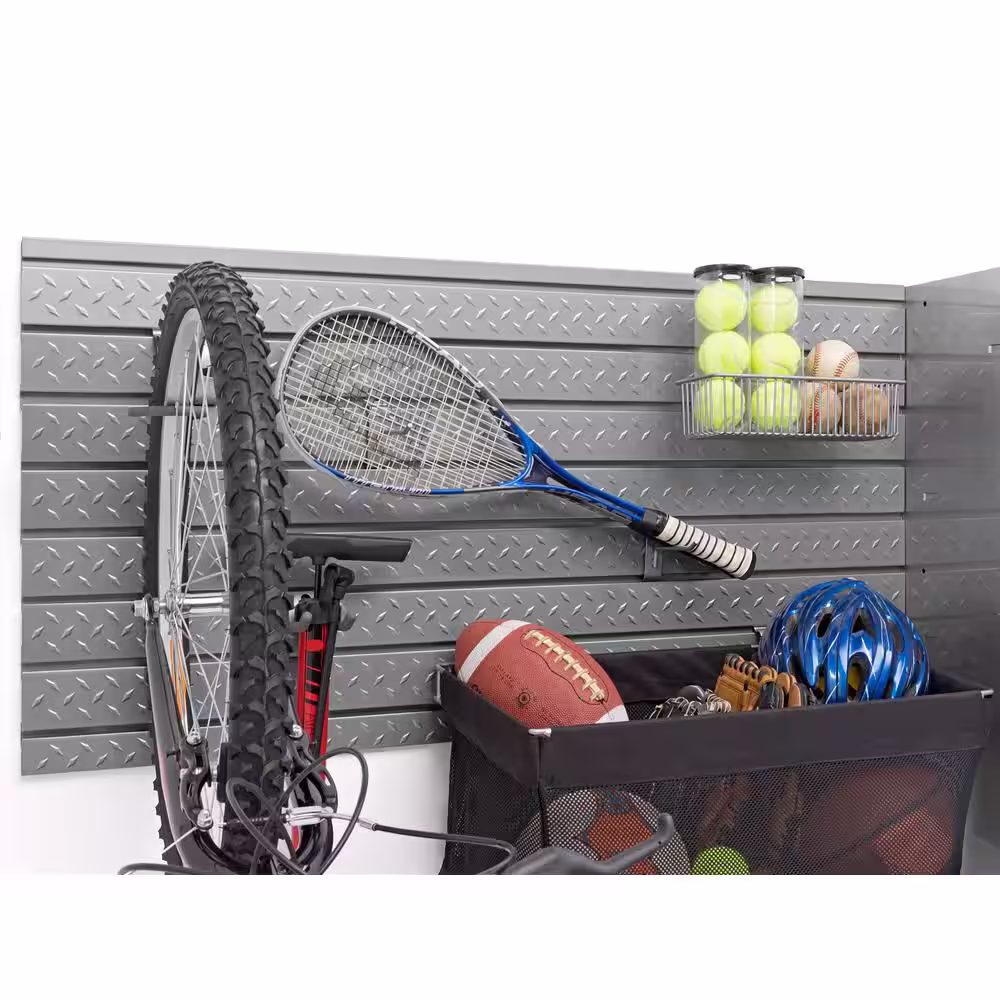 NewAge Products Pro Series 3.0 16 sq. ft. 48 in. W x 24 in. H Steel Slatwall with Backsplash Hook Kit - Large (40-piece)