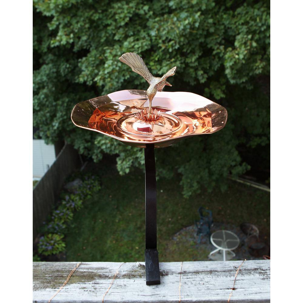 Achla Designs 13.25 in. Dia Copper Plated Hummingbird Birdbath Bowl with Rail Mount Bracket