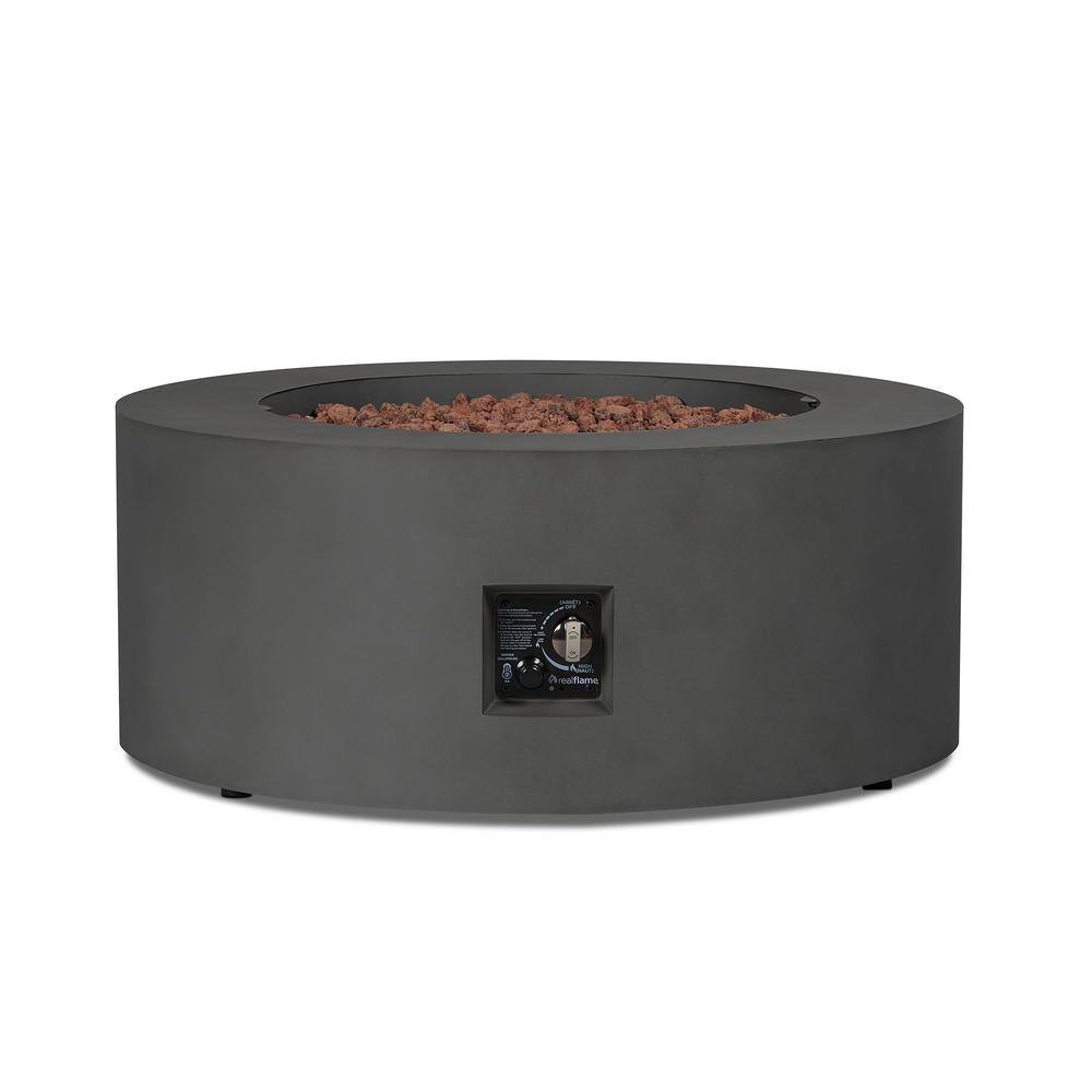 Real Flame Aegean 36 in. W X 15 in. H Round Powder Coated Steel Liquid Propane Fire Pit in Weathered Slate with NG Conversion Kit