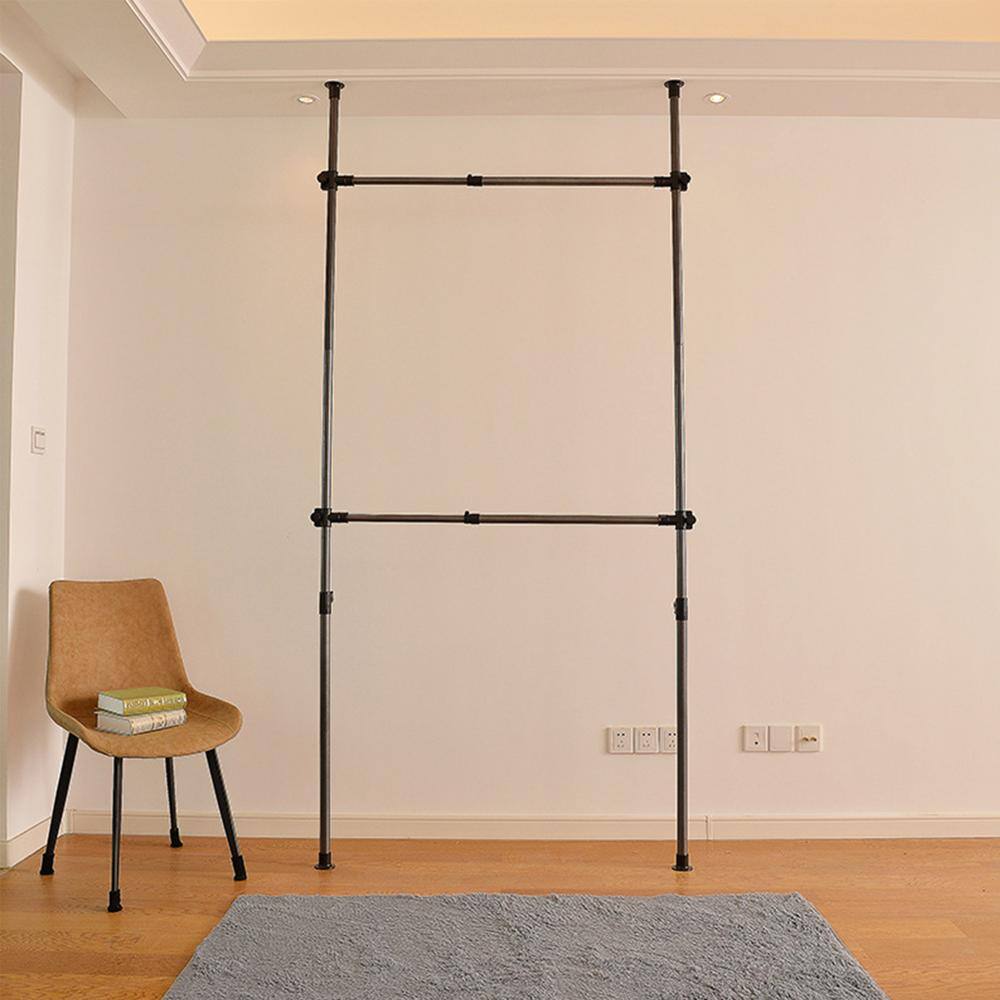 Tidoin Black Steel Clothes Rack 47 in. W x 119 in. H