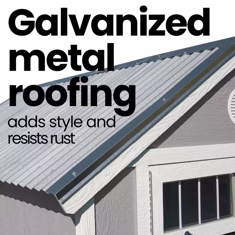 Handy Home Products Professionally Installed Garden Shed 6 ft. x 8 ft. Designer Wood Utility Shed with Galvanized Metal Roof (48 sq. ft.)