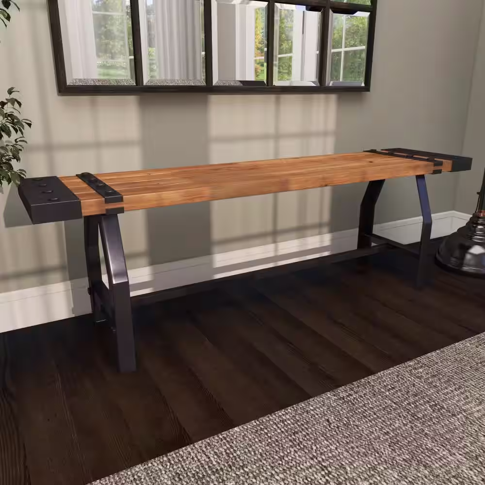 Litton Lane Brown Bench 18 in. X 55 in. X 13 in.