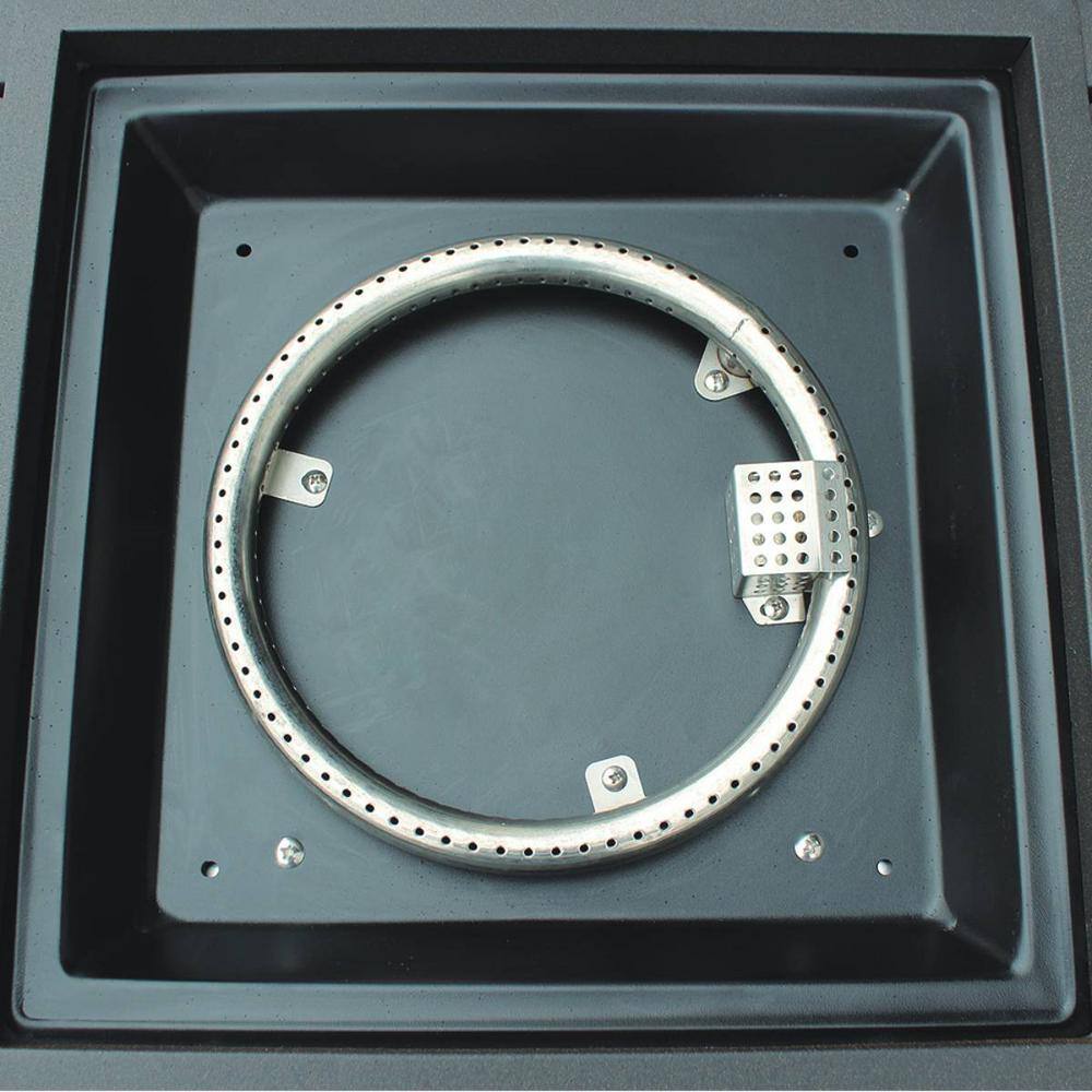 None 28 in. Metal Slat Top Gas Fire Pit Table-Black