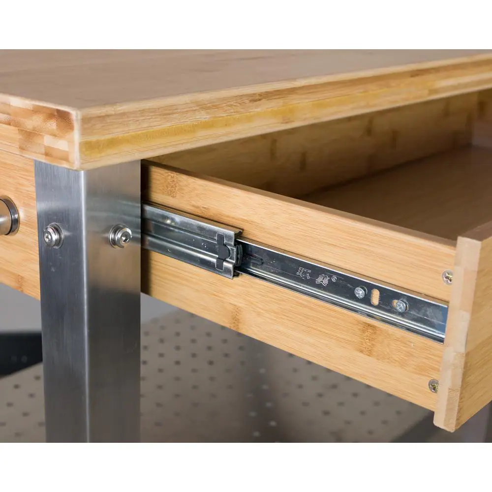 Eccostyle 1 Drawer, 2 Shelf Natural Bamboo & Stainless Steel Rolling Kitchen Cart with Side Dishtowel Bar