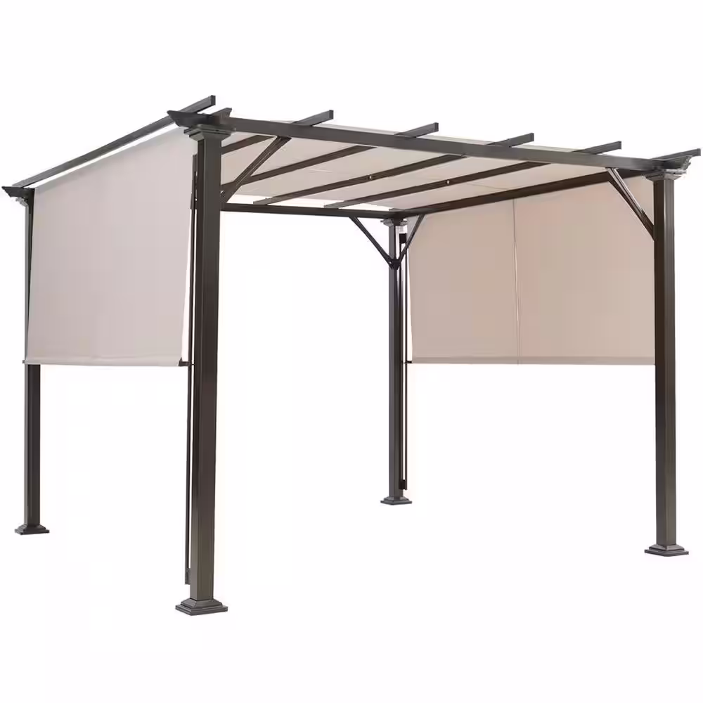 None 10 ft. x 10 ft. Metal Frame Patio Gazebos in Beige