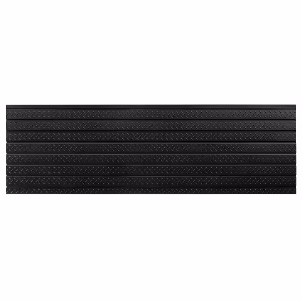 NewAge Products Pro Series 24.5 in. H x 84 in. W Slat Wall Panel Set Diamond Plated Steel Garage Backsplash in Black