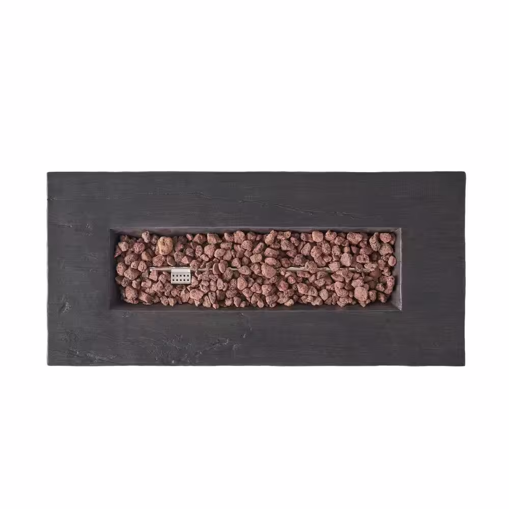 Noble House Sergio 45 in. x 25 in. Rectangular MGO Propane Fire Pit in Grey