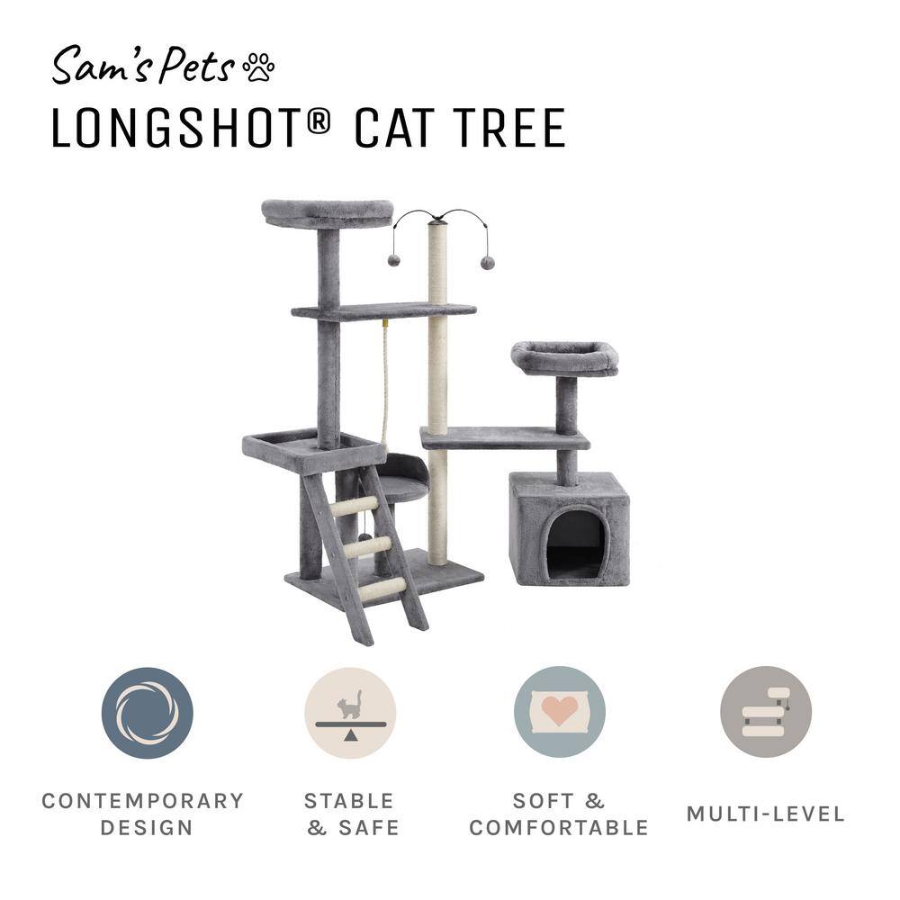 Sam's Pets Longshot 53.5 in. Gray Cat Tree