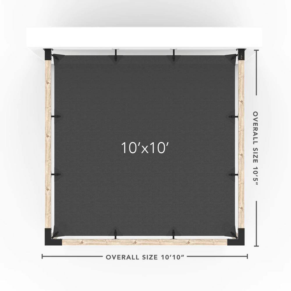TOJA GRID 10 ft. x 10 ft. Wall Mount Pergola Kit with Denim Shade Sail, for 4x4 Wood