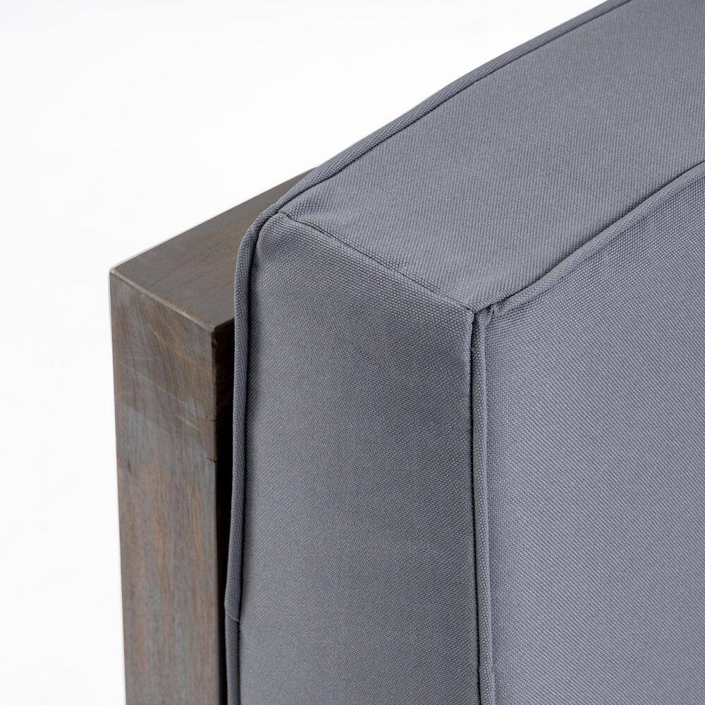 Noble House Oana Grey 9-Piece Wood Patio Conversation Sectional Seating Set with Dark Grey Cushions