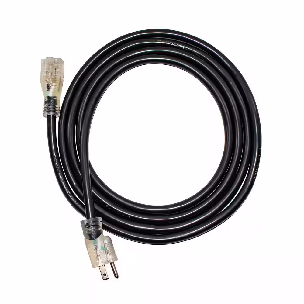 None 10 ft. 10/3 SJTW 15 Amp 125-Volt 1875-Watt Lighted End Indoor/Outdoor Black Heavy-Duty Extension Cord (2-Pack)