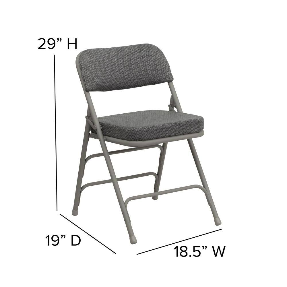 Flash Furniture Gray Fabric/Gray Frame Metal Folding Chair (2-Pack)