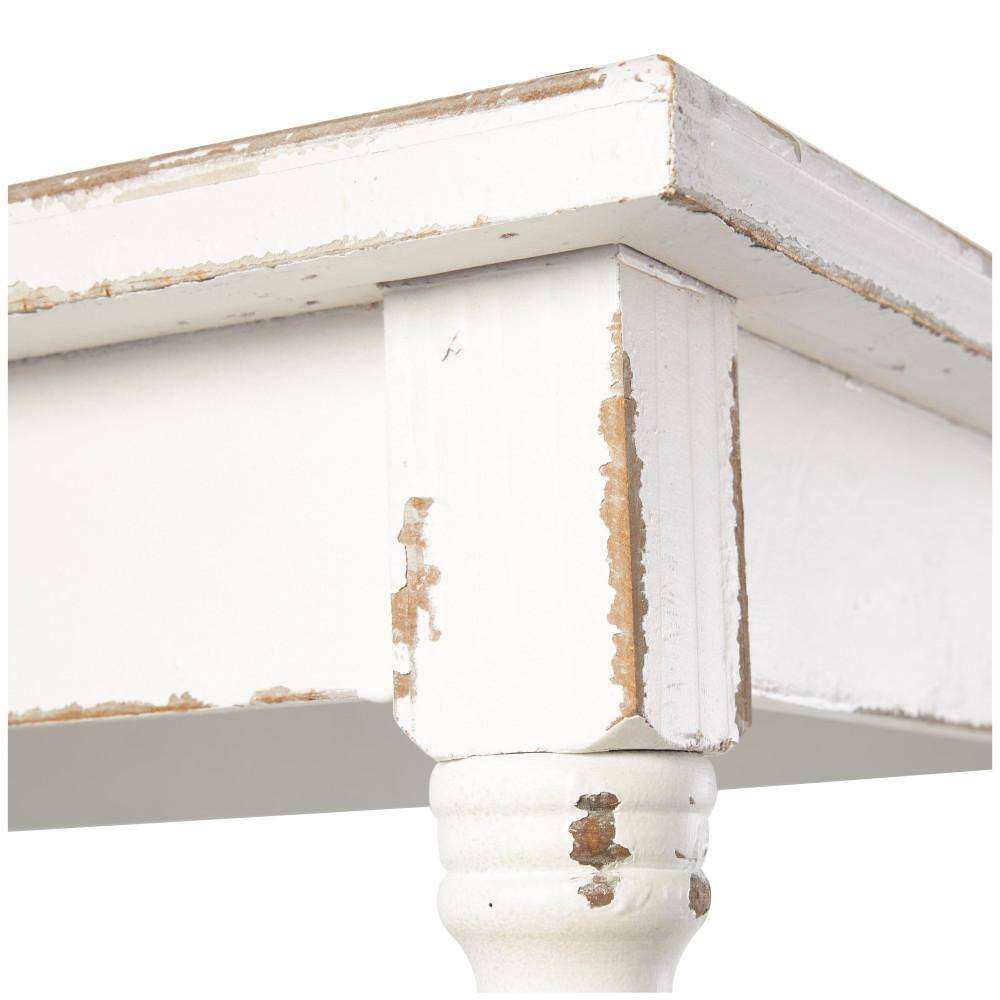 Litton Lane 5 Shelf Wood Stationary White Distressed Open Shelving Unit with Spindle Sides and Mesh