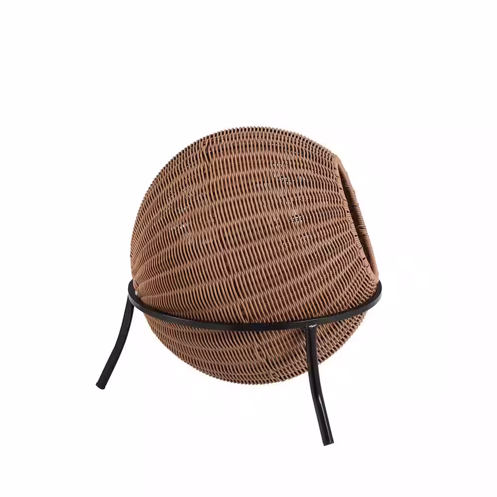None Nala Medium Brown Wicker Cat Condo Bed