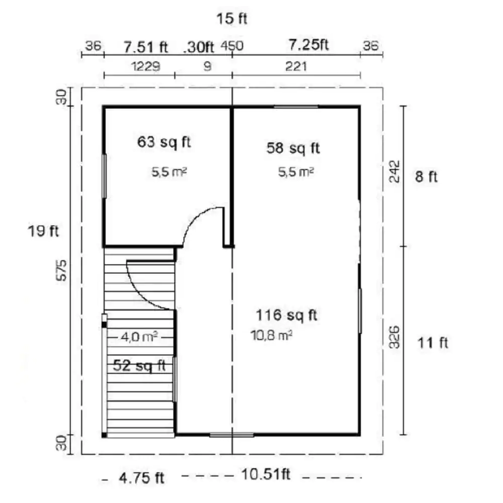 Hud-1 EZ Buildings Anorev 2R 15 ft. x 19 ft. Multi-Room 285 sq. ft. DIY Building Kit