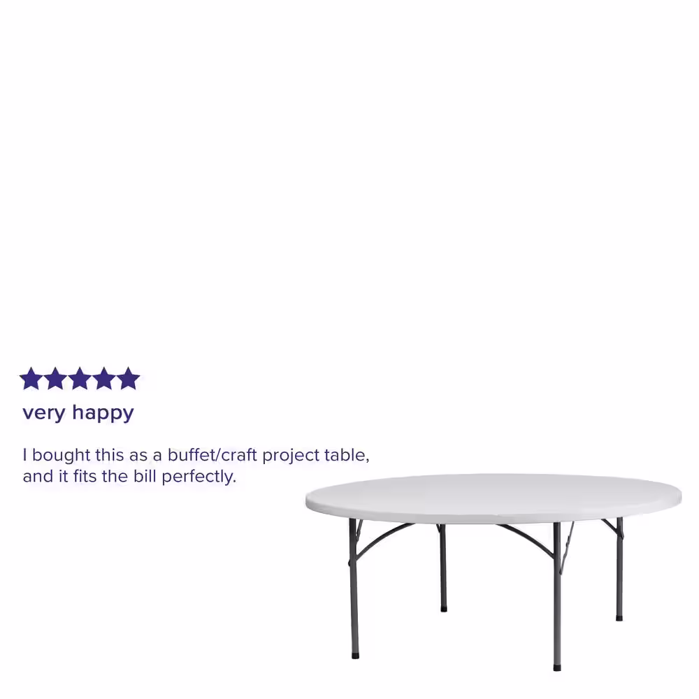 None 72 in. Granite White Plastic Tabletop Metal Frame Folding Table