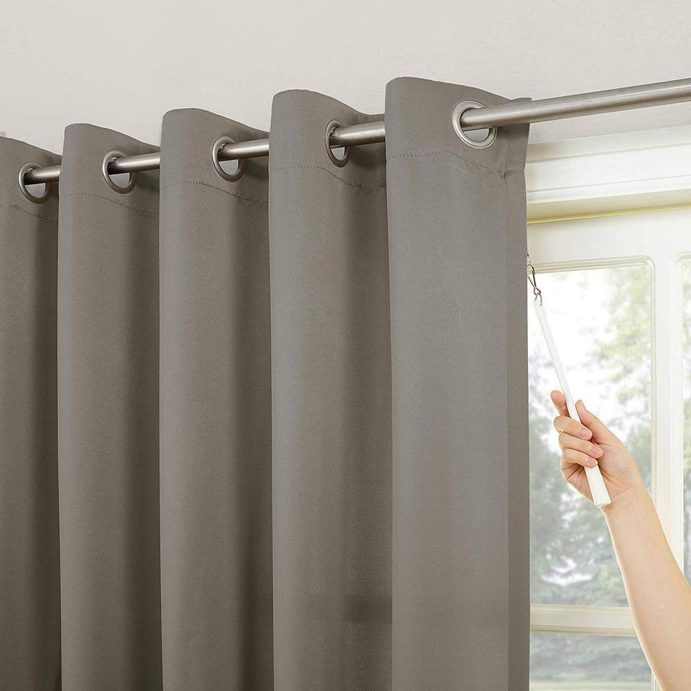 Sun Zero Grey Solid Grommet Room Darkening Curtain - 100 in. W x 84 in. L