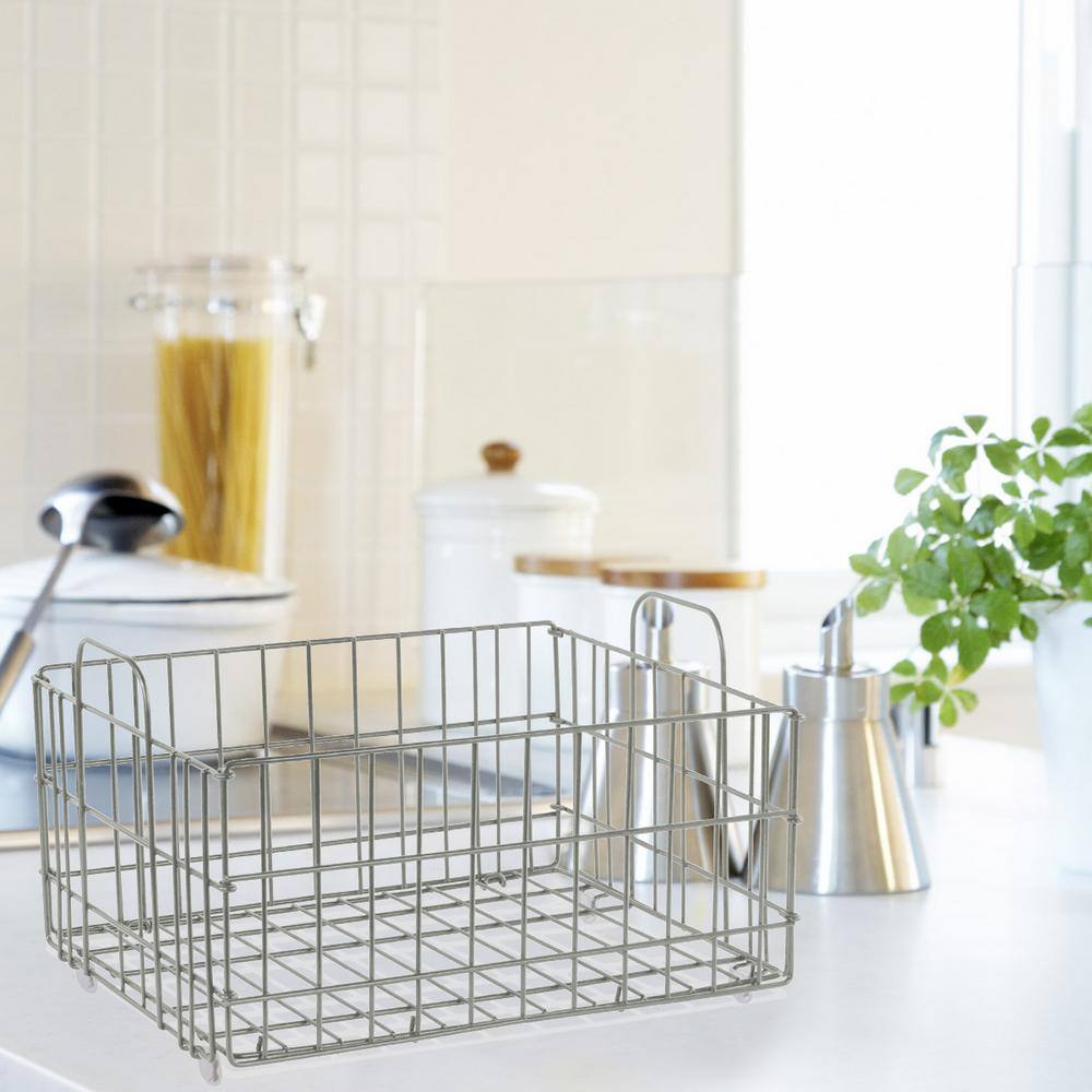 Amucolo 8.87 in. H x 16.42 in. W Gray Wire Basket