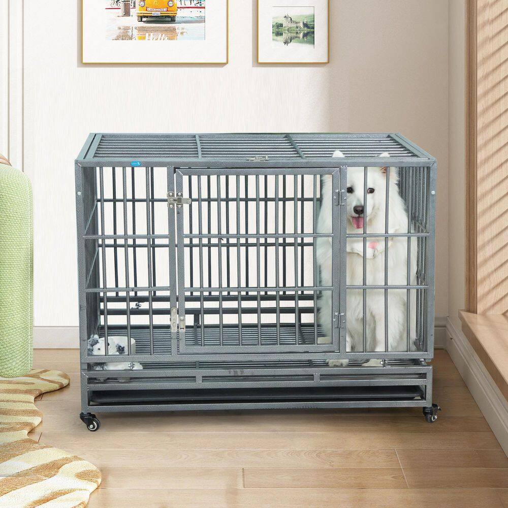 COZIWOW Heavy Duty Dog Crate Cage Pet Kennel With Tray and Locks Design