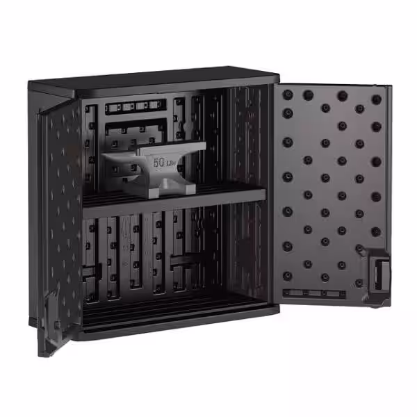 Suncast Commercial 30 in W x 30 in H x 12 in D 1-Shelf Wall Mounted Resin Garage Cabinet in Slate