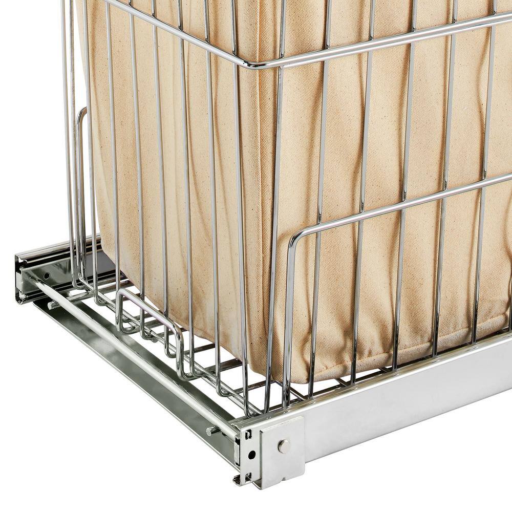 Rev-A-Shelf Chrome Metal Pullout Wire Clothes Hamper with Liner and Mounting Hardware