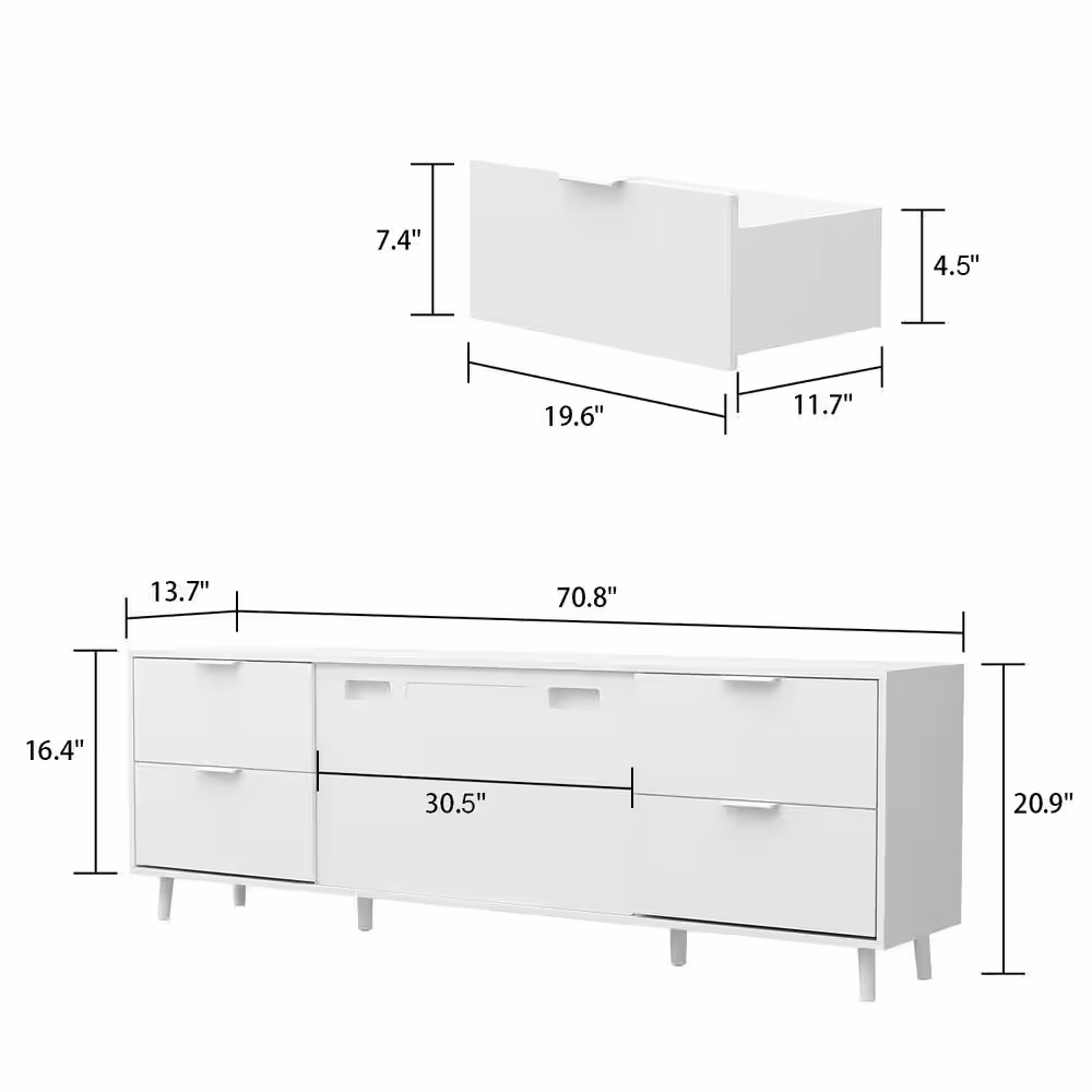 None 70.8 in. W Electric Fireplace TV Stand Entertainment Center Media Console in Black With 4 Drawers Fits TV Up to 80 in.
