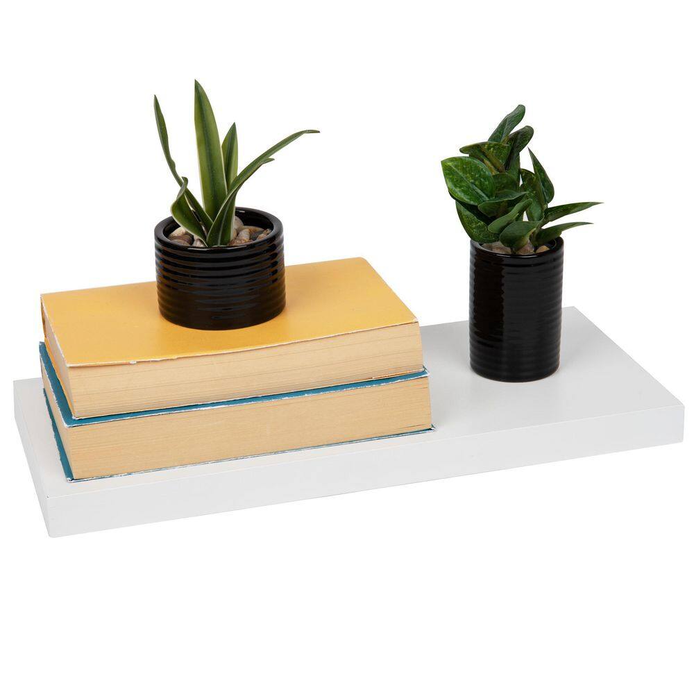 Mind Reader 14.95 in. x 6.6 in. x 1 in. White 3-Pack Of Floating Wall Shelves with Invisible Brackets