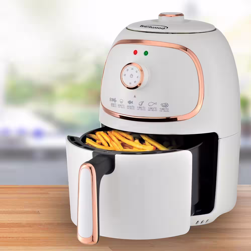 Brentwood 2 Qt. White Small Electric Air Fryer with Timer and Temp Control