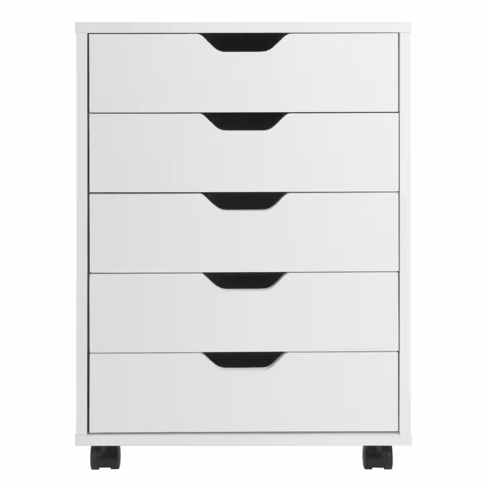 None Halifax White 5-Drawer Cabinet Cart