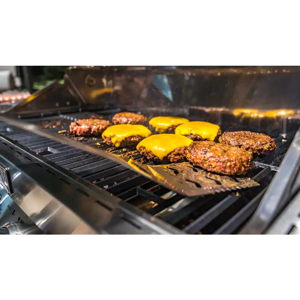 Monument Grills 4-Burner Propane Gas Grill in Stainless with Clear View Lid, LED Controls, Side and Sear Burners