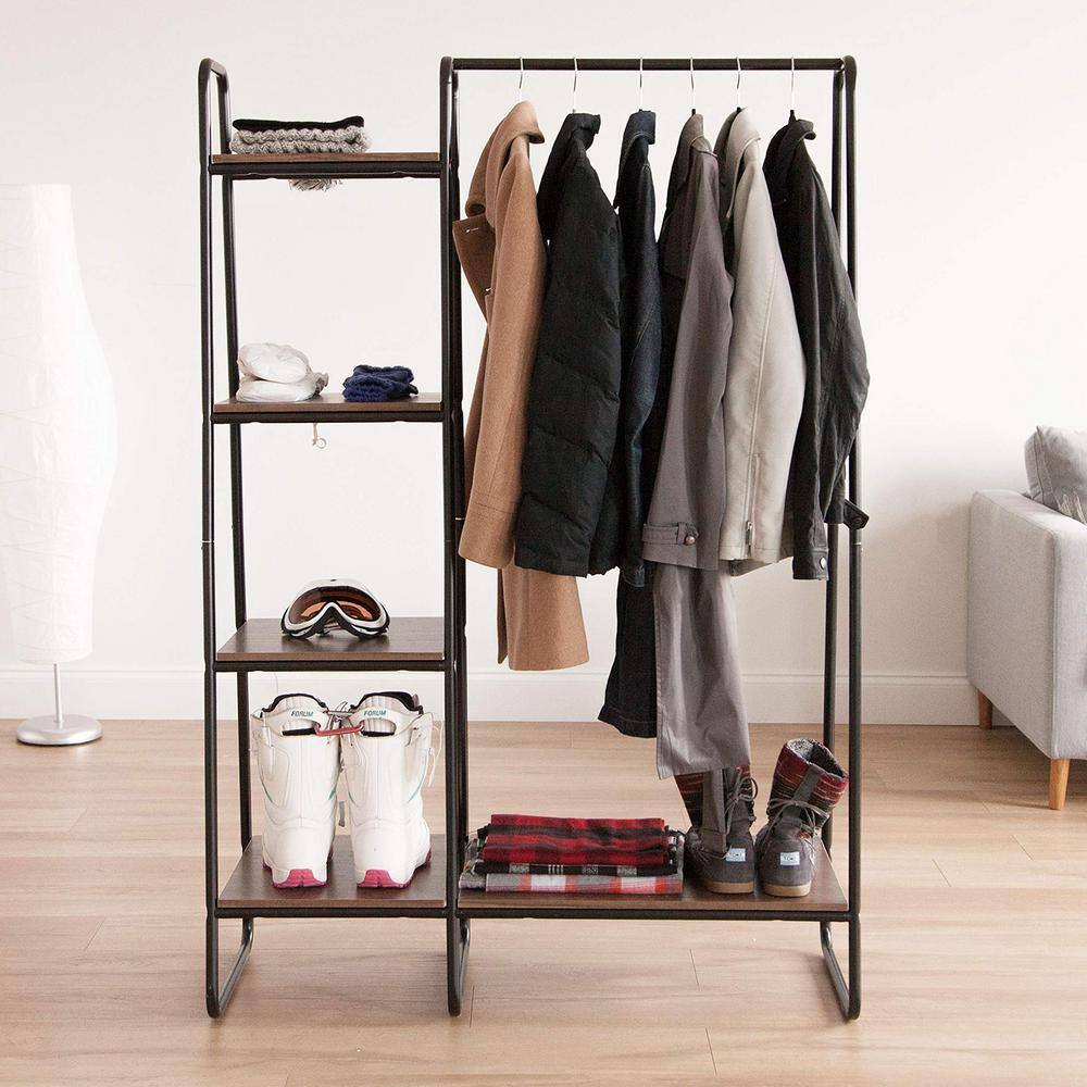 None Black Metal Garment Clothes Rack 40 in. W x 60 in. H