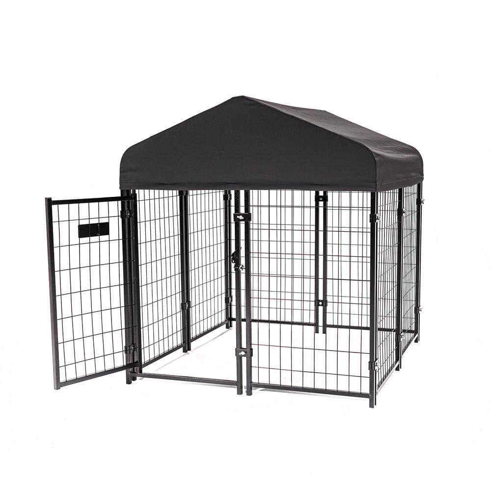 Lucky Dog STAY Series Steel Grey Studio Jr.Kennel (4 ft. x 4 ft. x 4 ft.)