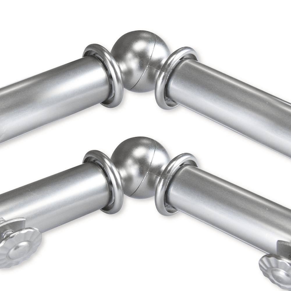 EMOH Saymna 20-36 in. sides, 38-72 in. center Adjustable Bay Window Double Curtain Rod 13/16 in. in Satin Nickel with Finial