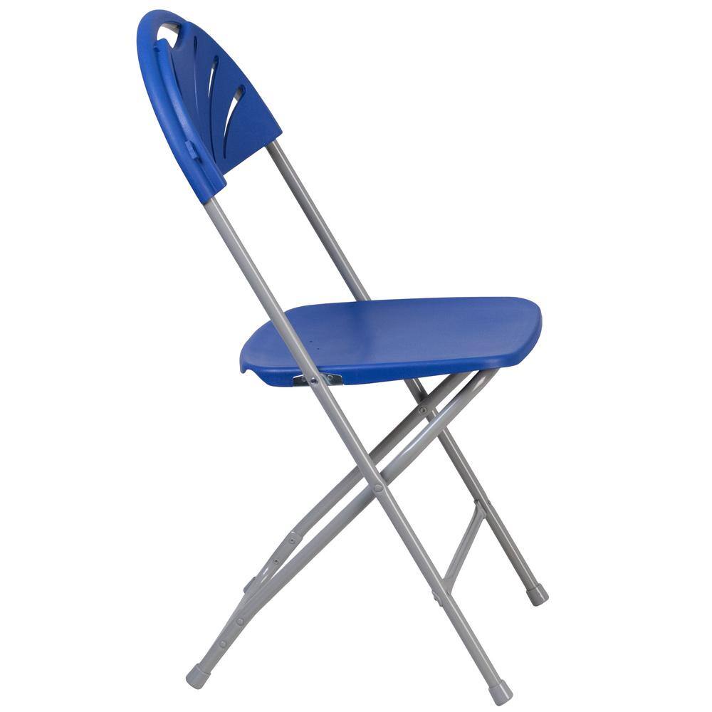 Carnegy Avenue Blue Plastic Seat with Metal Frame Folding Chair (Set of 2)