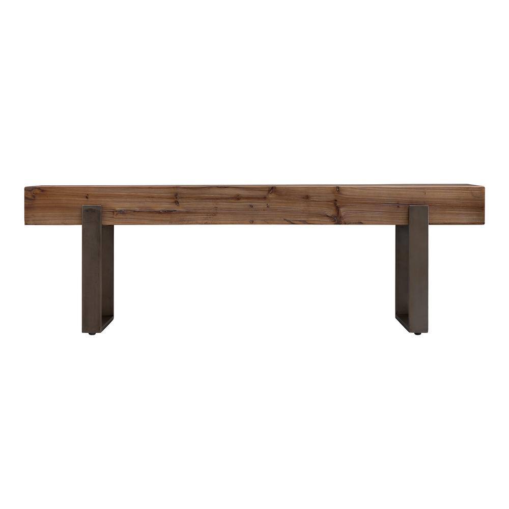 Southern Enterprises Gavrielle Natural Reclaimed Wood Rustic Industrial Bench