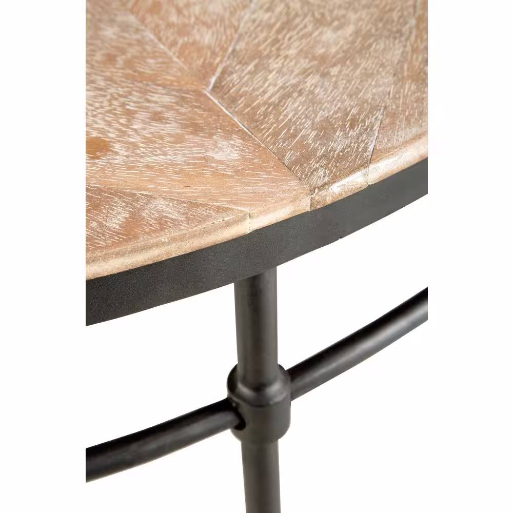 Sandberg Furniture Stanton 38 in. Mango Round Solid Wood Coffee Table with Metal Legs